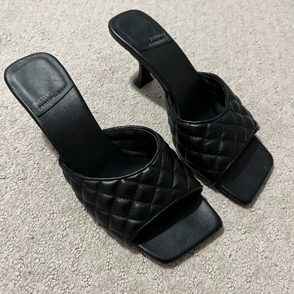 Jeffrey Campbell Black Quilted Kitten Heels